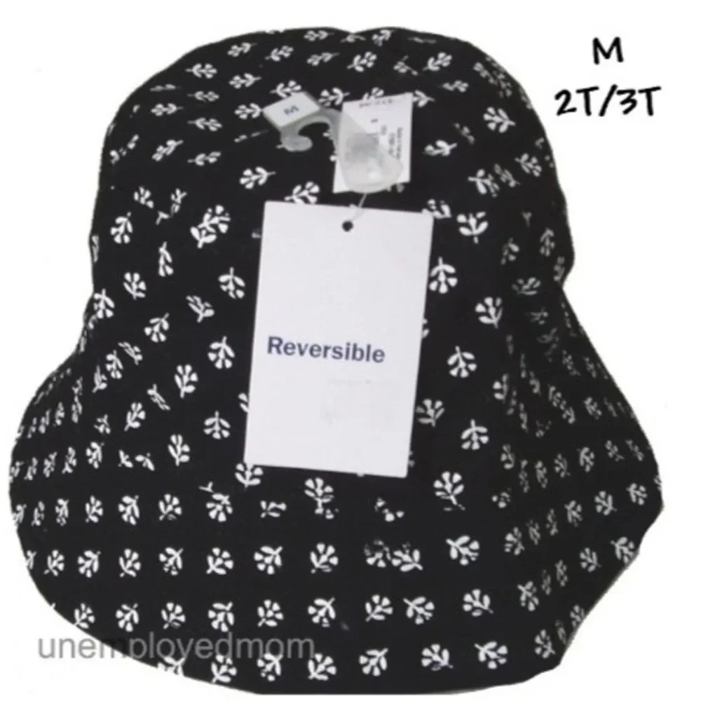 2T-3T Bucket Hat Reversible Wide Brim Boys Girls Summer Beach Play Swimming
